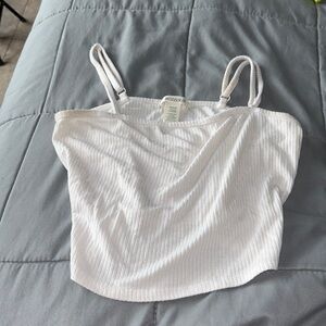 White medium crop top
